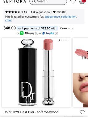 Dior addict shine lipstick in soft rosewood
